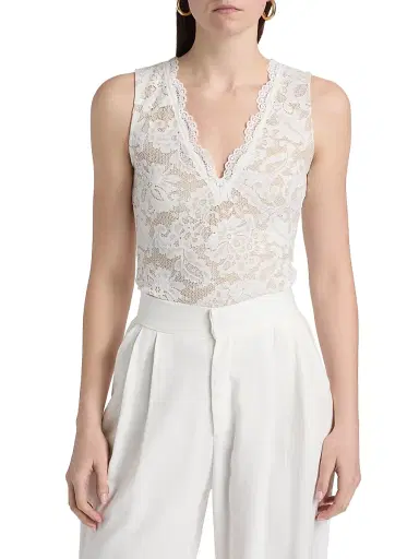 Generation Love Women's Leila Floral Stretch-Lace Tank - White Beige | Thumbnail 3 Generation Love Women's Leila Floral Stretch-Lace Tank - White Beige | Thumbnail 3