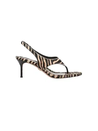 Veronica Beard Women's Talon-2 65MM Zebra-Print Calf Hair Slingback Sandals - Ziger Brown | Thumbnail 1 Veronica Beard Women's Talon-2 65MM Zebra-Print Calf Hair Slingback Sandals - Ziger Brown | Thumbnail 1