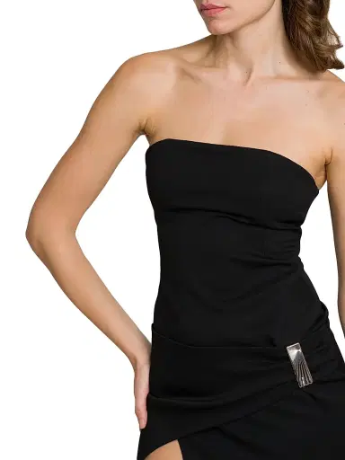 The Attico Women's Stretch Wool Gabardine Strapless Minidress - Black | Thumbnail 6 The Attico Women's Stretch Wool Gabardine Strapless Minidress - Black | Thumbnail 6