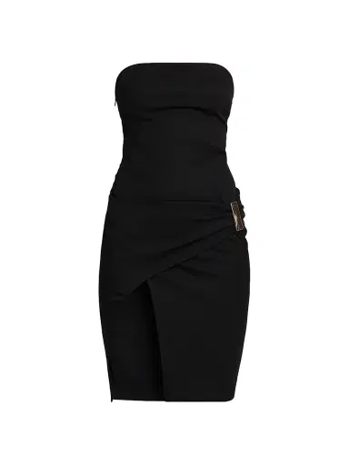 The Attico Women's Stretch Wool Gabardine Strapless Minidress - Black | Thumbnail 1 The Attico Women's Stretch Wool Gabardine Strapless Minidress - Black | Thumbnail 1