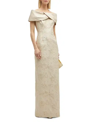 Teri Jon by Rickie Freeman Women's Jacquard Column Gown | Thumbnail 2 Teri Jon by Rickie Freeman Women's Jacquard Column Gown | Thumbnail 2
