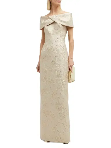 Teri Jon by Rickie Freeman Women's Jacquard Column Gown | Thumbnail 3 Teri Jon by Rickie Freeman Women's Jacquard Column Gown | Thumbnail 3