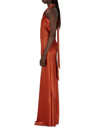 Galvan London Women's Pandora Halter Column Gown - Brick | Thumbnail 3 Galvan London Women's Pandora Halter Column Gown - Brick | Thumbnail 3