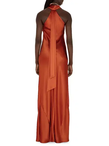 Galvan London Women's Pandora Halter Column Gown - Brick | Thumbnail 4 Galvan London Women's Pandora Halter Column Gown - Brick | Thumbnail 4