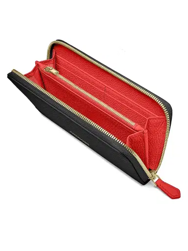 MAISON de SABRÉ Women's Long Leather Zip Wallet - Pomegranate Caviar | Thumbnail 4 MAISON de SABRÉ Women's Long Leather Zip Wallet - Pomegranate Caviar | Thumbnail 4