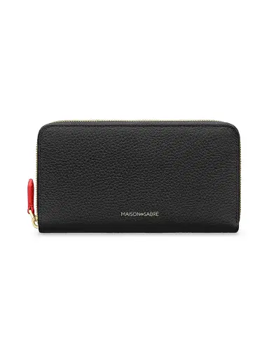 MAISON de SABRÉ Women's Long Leather Zip Wallet - Pomegranate Caviar | Thumbnail 1 MAISON de SABRÉ Women's Long Leather Zip Wallet - Pomegranate Caviar | Thumbnail 1