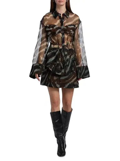 AMUR Women's Kathy Printed Sheer Silk Miniskirt - Aerial Terrain | Thumbnail 2 AMUR Women's Kathy Printed Sheer Silk Miniskirt - Aerial Terrain | Thumbnail 2