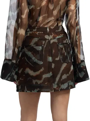 AMUR Women's Kathy Printed Sheer Silk Miniskirt - Aerial Terrain | Thumbnail 5 AMUR Women's Kathy Printed Sheer Silk Miniskirt - Aerial Terrain | Thumbnail 5