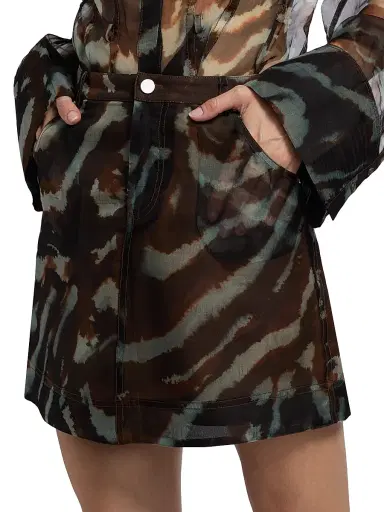 AMUR Women's Kathy Printed Sheer Silk Miniskirt - Aerial Terrain | Thumbnail 6 AMUR Women's Kathy Printed Sheer Silk Miniskirt - Aerial Terrain | Thumbnail 6