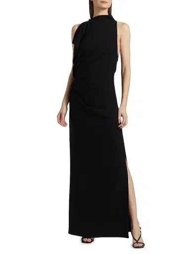 Proenza Schouler Women's Devyn Crêpe Drape Maxi Dress - Black | Thumbnail 3 Proenza Schouler Women's Devyn Crêpe Drape Maxi Dress - Black | Thumbnail 3