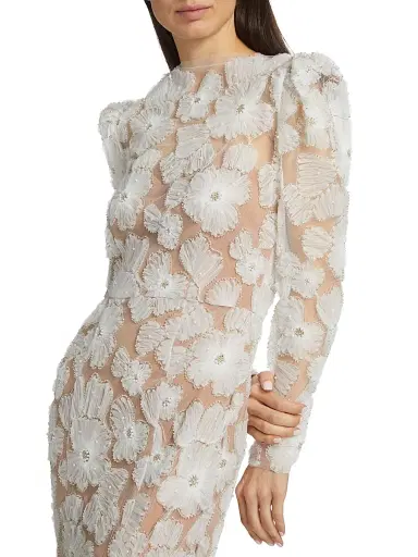 Elliatt Women's The New Bride Darcy Embellished Mesh Gown - White | Thumbnail 6 Elliatt Women's The New Bride Darcy Embellished Mesh Gown - White | Thumbnail 6