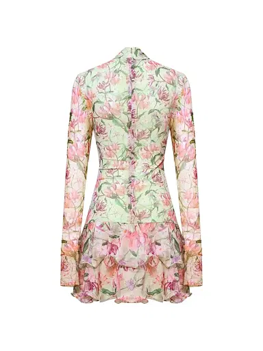PatBO Women's Honey Flower Ruffle Minidress - Green | Thumbnail 2 PatBO Women's Honey Flower Ruffle Minidress - Green | Thumbnail 2