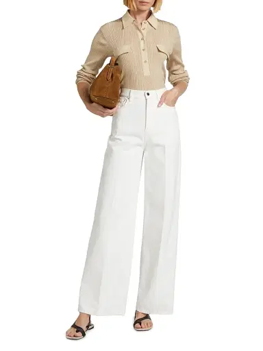 TOTEME Women's High-Rise Wide-Leg Jeans - White | Thumbnail 2 TOTEME Women's High-Rise Wide-Leg Jeans - White | Thumbnail 2