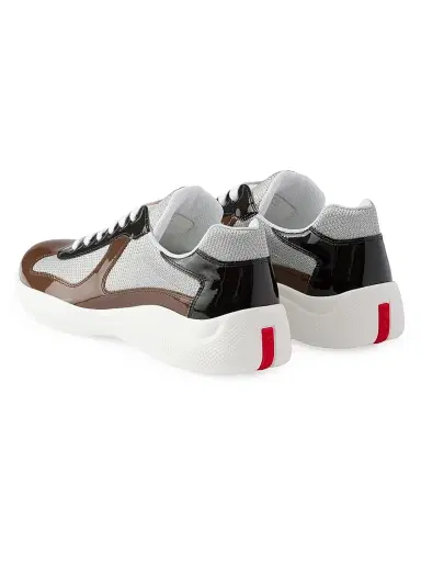 Prada Men's Patent Leather and Technical Fabric America's Cup Sneakers - Brown - Size 8 | Thumbnail 3 Prada Men's Patent Leather and Technical Fabric America's Cup Sneakers - Brown - Size 8 | Thumbnail 3