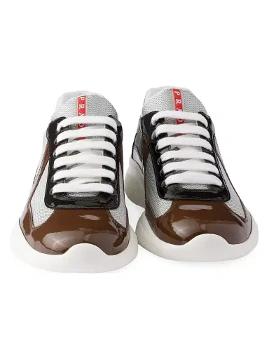 Prada Men's Patent Leather and Technical Fabric America's Cup Sneakers - Brown - Size 8 | Thumbnail 4 Prada Men's Patent Leather and Technical Fabric America's Cup Sneakers - Brown - Size 8 | Thumbnail 4