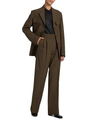 Róhe Women's Signature Tailored Wool Trousers - Forest | Thumbnail 2 Róhe Women's Signature Tailored Wool Trousers - Forest | Thumbnail 2