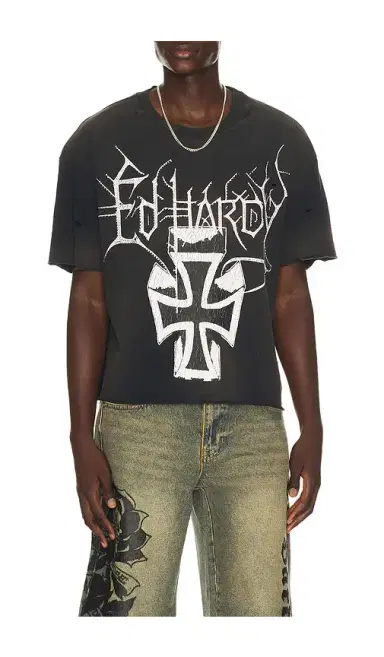 Ed Hardy By Appointment Only Cross Cropped Boxy Tee | Thumbnail 1 Ed Hardy By Appointment Only Cross Cropped Boxy Tee | Thumbnail 1