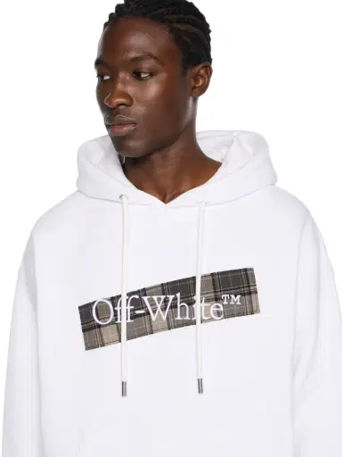 Off-White Diagonal Flannel Hoodie | Thumbnail 5 Off-White Diagonal Flannel Hoodie | Thumbnail 5
