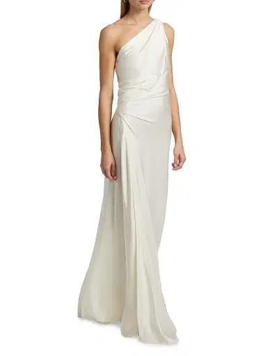 A.L.C. Women's Aster Asymmetric Draped Gown - Cream | Thumbnail 2 A.L.C. Women's Aster Asymmetric Draped Gown - Cream | Thumbnail 2