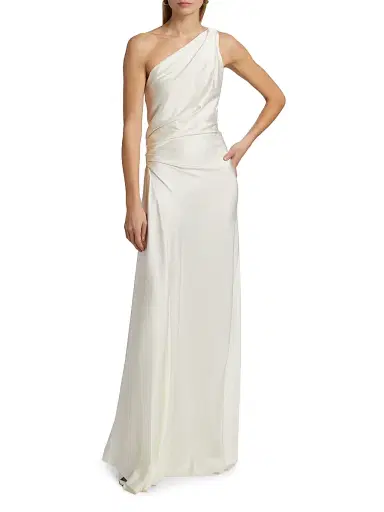 A.L.C. Women's Aster Asymmetric Draped Gown - Cream | Thumbnail 3 A.L.C. Women's Aster Asymmetric Draped Gown - Cream | Thumbnail 3