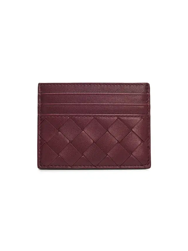 Women's Intrecciato Leather Card Case - Barolo Women's Intrecciato Leather Card Case - Barolo