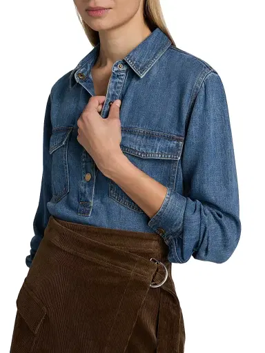 Rails Women's Ports Denim Top - Antique Blue | Thumbnail 6 Rails Women's Ports Denim Top - Antique Blue | Thumbnail 6