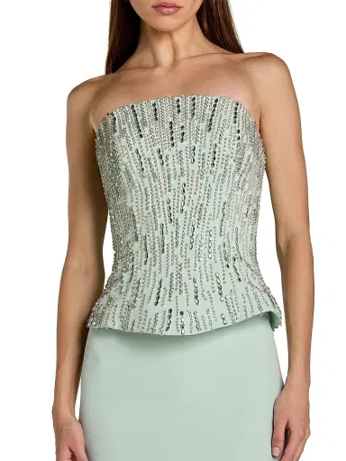 Mac Duggal Women's Embellished Corset Strapless Column Gown - Mint | Thumbnail 3 Mac Duggal Women's Embellished Corset Strapless Column Gown - Mint | Thumbnail 3