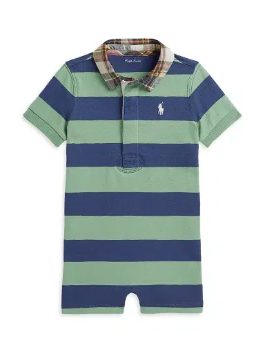 Polo Ralph Lauren Baby Boy's Striped Rugby Shortalls - Faded Mint - Size 9 Months | Thumbnail 1 Polo Ralph Lauren Baby Boy's Striped Rugby Shortalls - Faded Mint - Size 9 Months | Thumbnail 1