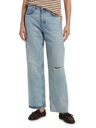 rag & bone Women's Shea High-Rise Relaxed Straight Jeans - Calypso Holes | Thumbnail 3 rag & bone Women's Shea High-Rise Relaxed Straight Jeans - Calypso Holes | Thumbnail 3