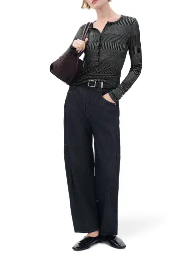rag & bone Women's Two-Tone Rib-Knit Shirt - Black White Multi | Thumbnail 2 rag & bone Women's Two-Tone Rib-Knit Shirt - Black White Multi | Thumbnail 2