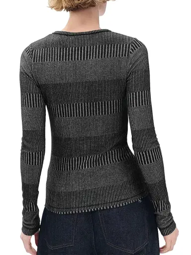 rag & bone Women's Two-Tone Rib-Knit Shirt - Black White Multi | Thumbnail 5 rag & bone Women's Two-Tone Rib-Knit Shirt - Black White Multi | Thumbnail 5