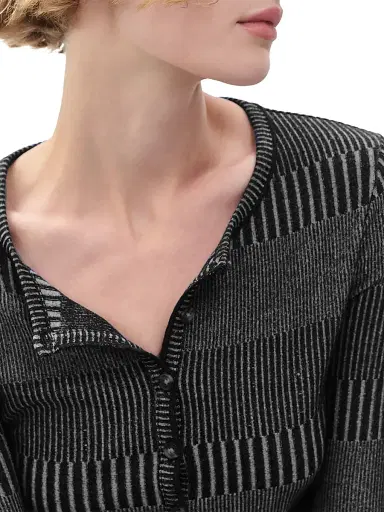 rag & bone Women's Two-Tone Rib-Knit Shirt - Black White Multi | Thumbnail 6 rag & bone Women's Two-Tone Rib-Knit Shirt - Black White Multi | Thumbnail 6