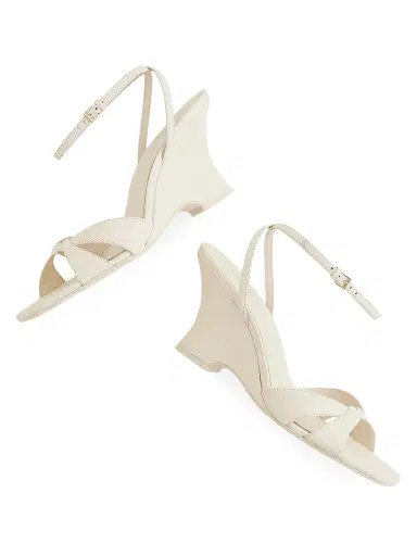 Reformation Women's Margot 75MM Metallic Leather Wedge Sandals - Almond Leather - Size 9 | Thumbnail 2 Reformation Women's Margot 75MM Metallic Leather Wedge Sandals - Almond Leather - Size 9 | Thumbnail 2