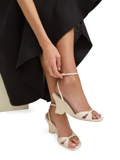 Reformation Women's Margot 75MM Metallic Leather Wedge Sandals - Almond Leather - Size 9 | Thumbnail 5 Reformation Women's Margot 75MM Metallic Leather Wedge Sandals - Almond Leather - Size 9 | Thumbnail 5