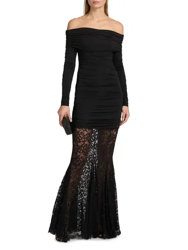 Ronny Kobo Women's Alora Off-The-Shoulder Mixed Media Maxi Dress - Black Beauty | Thumbnail 3 Ronny Kobo Women's Alora Off-The-Shoulder Mixed Media Maxi Dress - Black Beauty | Thumbnail 3