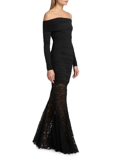 Ronny Kobo Women's Alora Off-The-Shoulder Mixed Media Maxi Dress - Black Beauty | Thumbnail 4 Ronny Kobo Women's Alora Off-The-Shoulder Mixed Media Maxi Dress - Black Beauty | Thumbnail 4