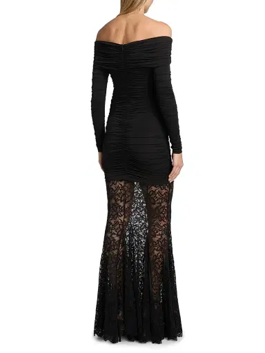 Ronny Kobo Women's Alora Off-The-Shoulder Mixed Media Maxi Dress - Black Beauty | Thumbnail 5 Ronny Kobo Women's Alora Off-The-Shoulder Mixed Media Maxi Dress - Black Beauty | Thumbnail 5