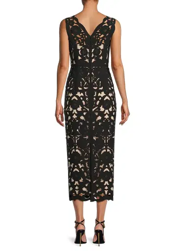 Shani Women's Floral Crepe Laser-Cut Midi Dress - Black | Thumbnail 5 Shani Women's Floral Crepe Laser-Cut Midi Dress - Black | Thumbnail 5