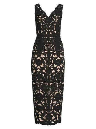 Shani Women's Floral Crepe Laser-Cut Midi Dress - Black | Thumbnail 1 Shani Women's Floral Crepe Laser-Cut Midi Dress - Black | Thumbnail 1