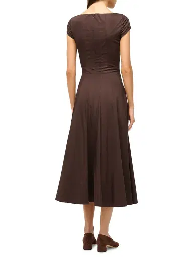 STAUD Women's Wells Stretch-Cotton Fit & Flare Midi-Dress - Earth | Thumbnail 4 STAUD Women's Wells Stretch-Cotton Fit & Flare Midi-Dress - Earth | Thumbnail 4