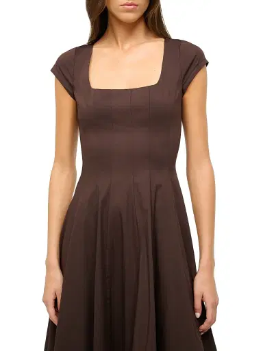 STAUD Women's Wells Stretch-Cotton Fit & Flare Midi-Dress - Earth | Thumbnail 5 STAUD Women's Wells Stretch-Cotton Fit & Flare Midi-Dress - Earth | Thumbnail 5