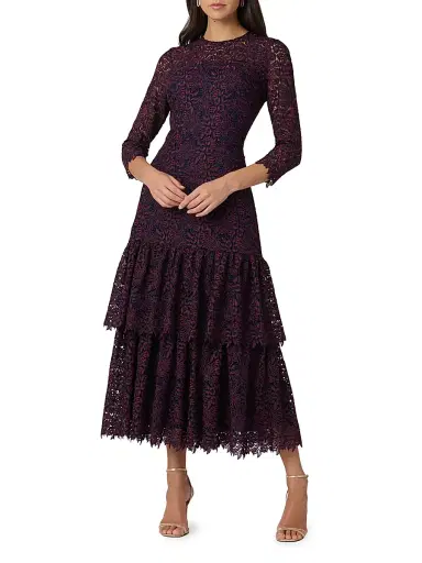 Shoshanna Women's Angeline Lace Maxi Dress - Bordeaux Navy | Thumbnail 2 Shoshanna Women's Angeline Lace Maxi Dress - Bordeaux Navy | Thumbnail 2