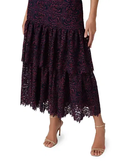 Shoshanna Women's Angeline Lace Maxi Dress - Bordeaux Navy | Thumbnail 4 Shoshanna Women's Angeline Lace Maxi Dress - Bordeaux Navy | Thumbnail 4