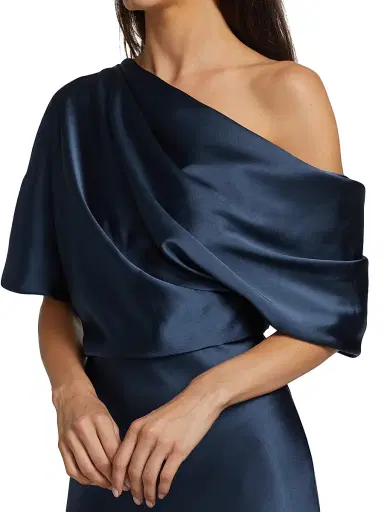 Amsale Women's Satin One-Shoulder Gown - French Blue | Thumbnail 6 Amsale Women's Satin One-Shoulder Gown - French Blue | Thumbnail 6