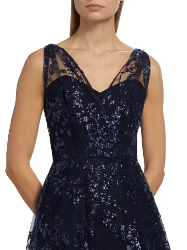 Amsale Women's Sequined Tulle Gown - Navy | Thumbnail 6 Amsale Women's Sequined Tulle Gown - Navy | Thumbnail 6