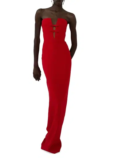The New Arrivals Ilkyaz Ozel Women's Noa Pedro Bow-Detail Crepe Strapless Gown - Pedro Red | Thumbnail 3 The New Arrivals Ilkyaz Ozel Women's Noa Pedro Bow-Detail Crepe Strapless Gown - Pedro Red | Thumbnail 3