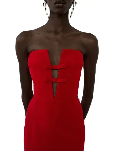 The New Arrivals Ilkyaz Ozel Women's Noa Pedro Bow-Detail Crepe Strapless Gown - Pedro Red | Thumbnail 4 The New Arrivals Ilkyaz Ozel Women's Noa Pedro Bow-Detail Crepe Strapless Gown - Pedro Red | Thumbnail 4