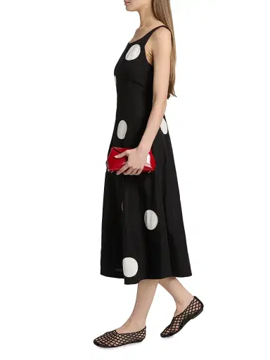 Elie Tahari Women's The Lucie Polka Dot Fit-&-Flare Midi-Dress - Noir And White | Thumbnail 3 Elie Tahari Women's The Lucie Polka Dot Fit-&-Flare Midi-Dress - Noir And White | Thumbnail 3