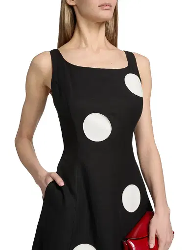 Elie Tahari Women's The Lucie Polka Dot Fit-&-Flare Midi-Dress - Noir And White | Thumbnail 6 Elie Tahari Women's The Lucie Polka Dot Fit-&-Flare Midi-Dress - Noir And White | Thumbnail 6