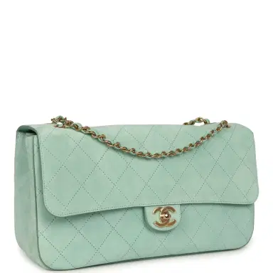 Chanel Chanel Maxi "Souplissimo" Small Flap Bag Green Beige Suede Gold Hardware | Thumbnail 2 Chanel Chanel Maxi "Souplissimo" Small Flap Bag Green Beige Suede Gold Hardware | Thumbnail 2